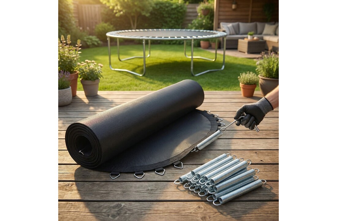 Trampoline springmat & veren set - 64 veren - 10 Ft - 304 cm tot 312 cm diameter