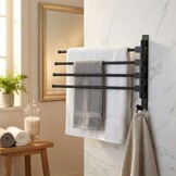 Handdoekenrek - wandmontage - 38,5x24 cm - zwart