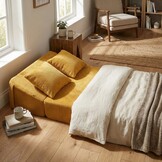 Opvouwbaar matras - 200x70x15cm - velvet dot - oker