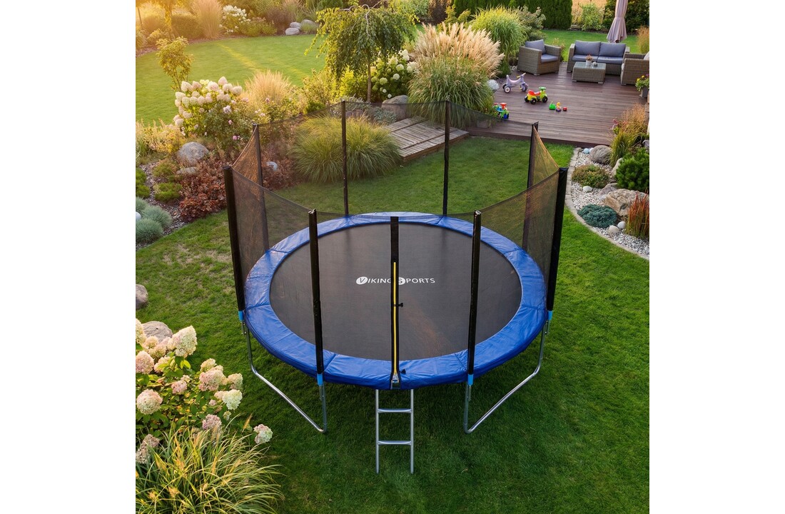 Trampoline 366 cm met veiligheidsnet blauw tot 150 kg