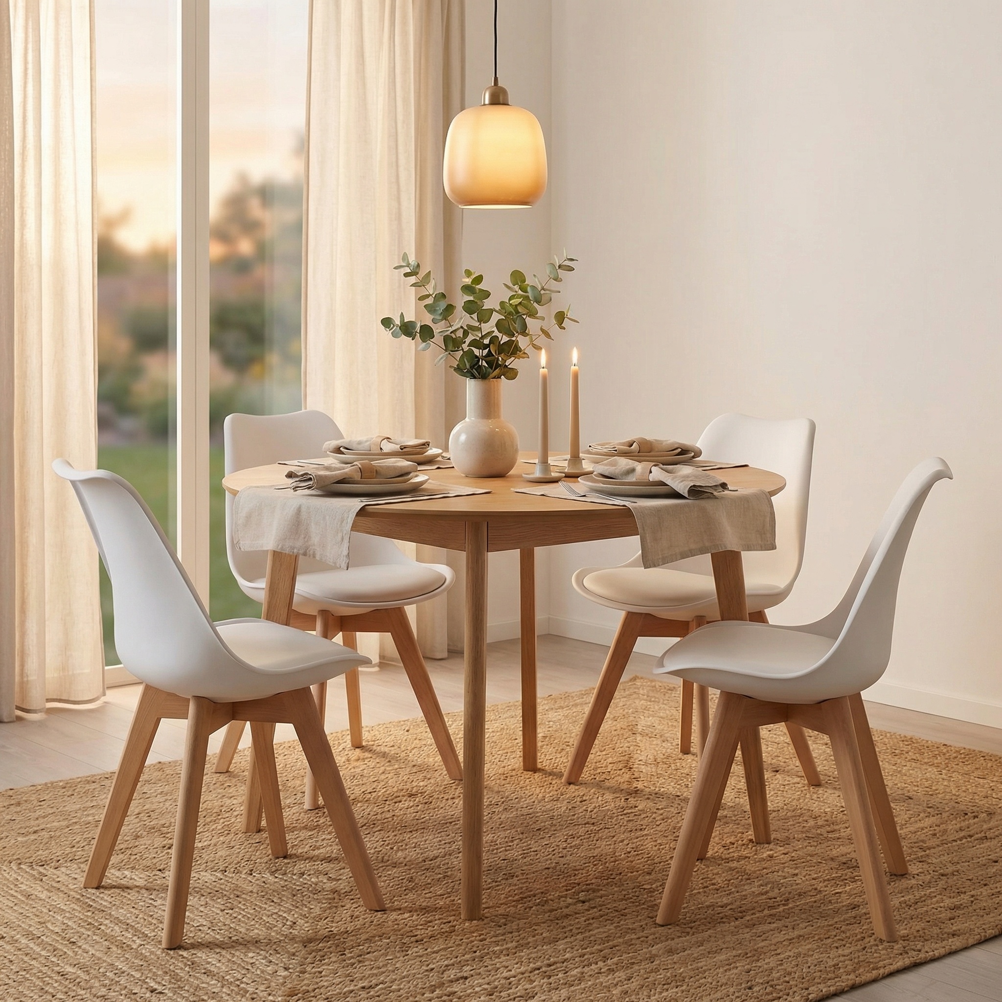 Kuipstoel - eetkamerstoel - wit - 4 stuks