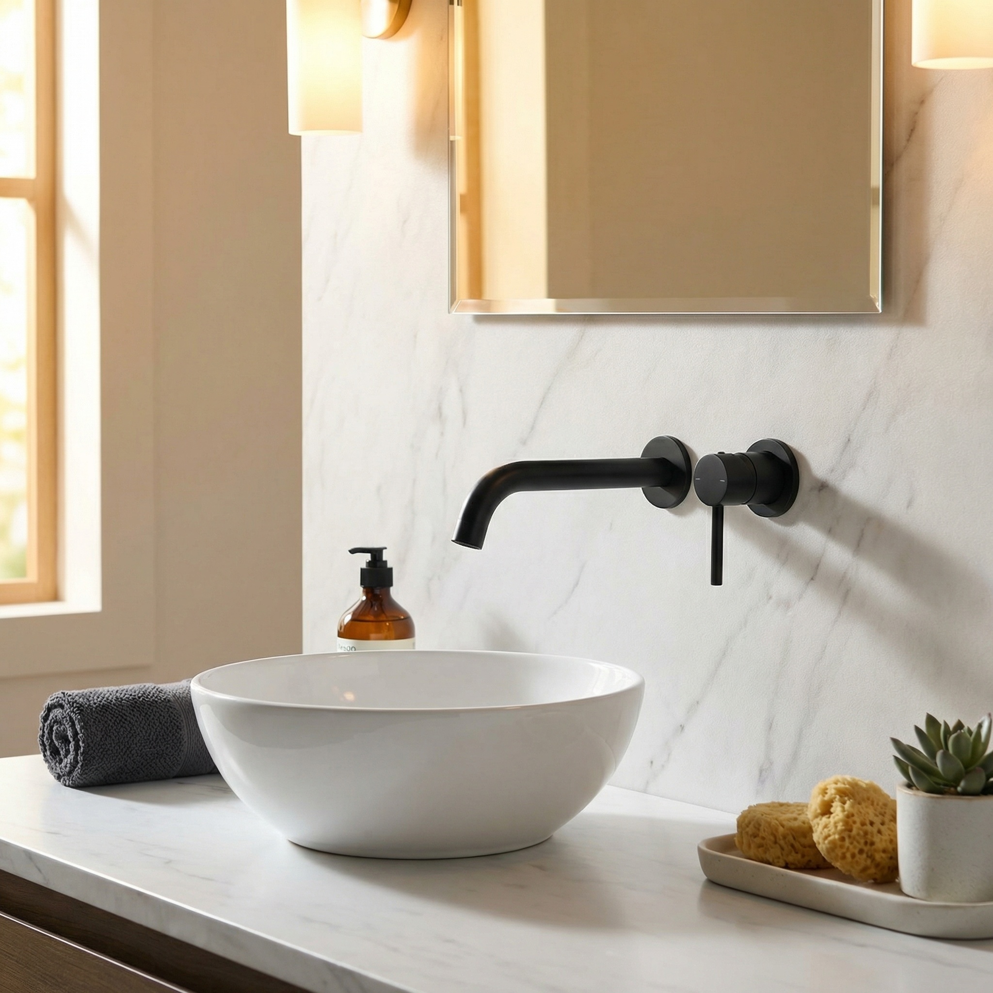 Wastafelkraan zwart - inbouw wastafelmengkraan - wandmontage