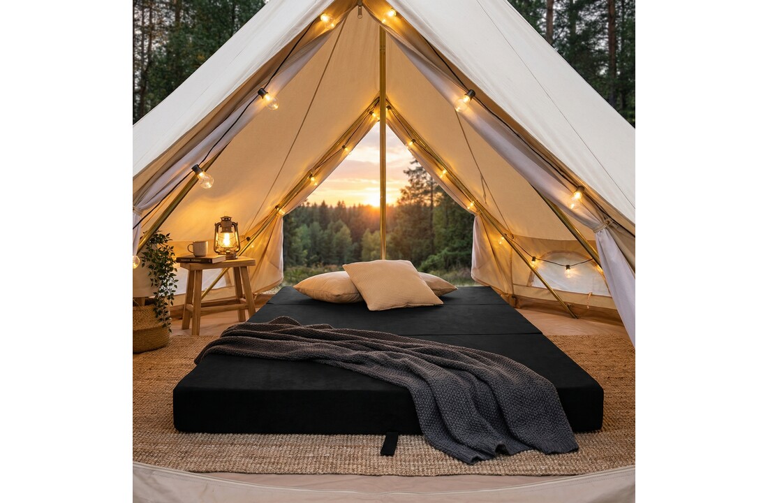 Logeermatras - camping matras - reismatras - opvouwbaar matras - 120 x 200 x 10 - zwart