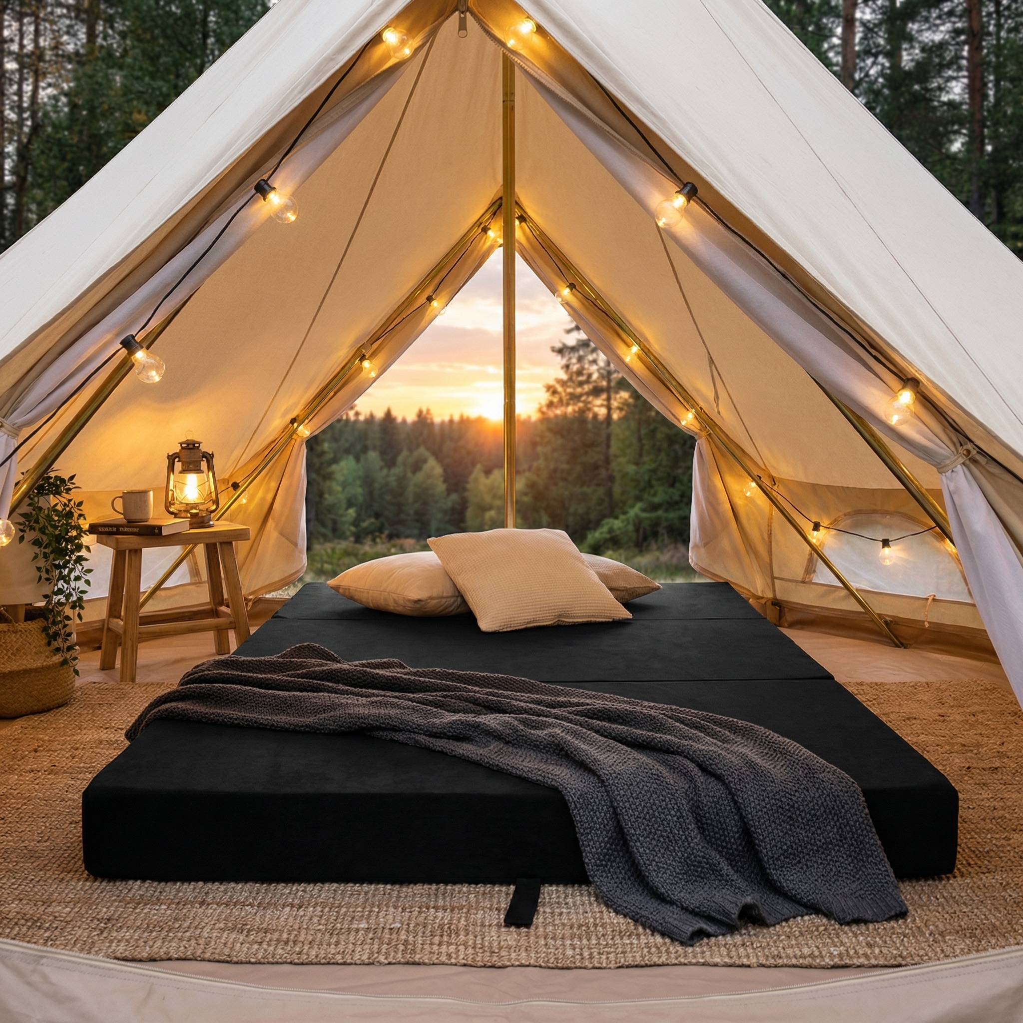 Logeermatras - camping matras - reismatras - opvouwbaar matras - 120 x 200 x 10 - zwart