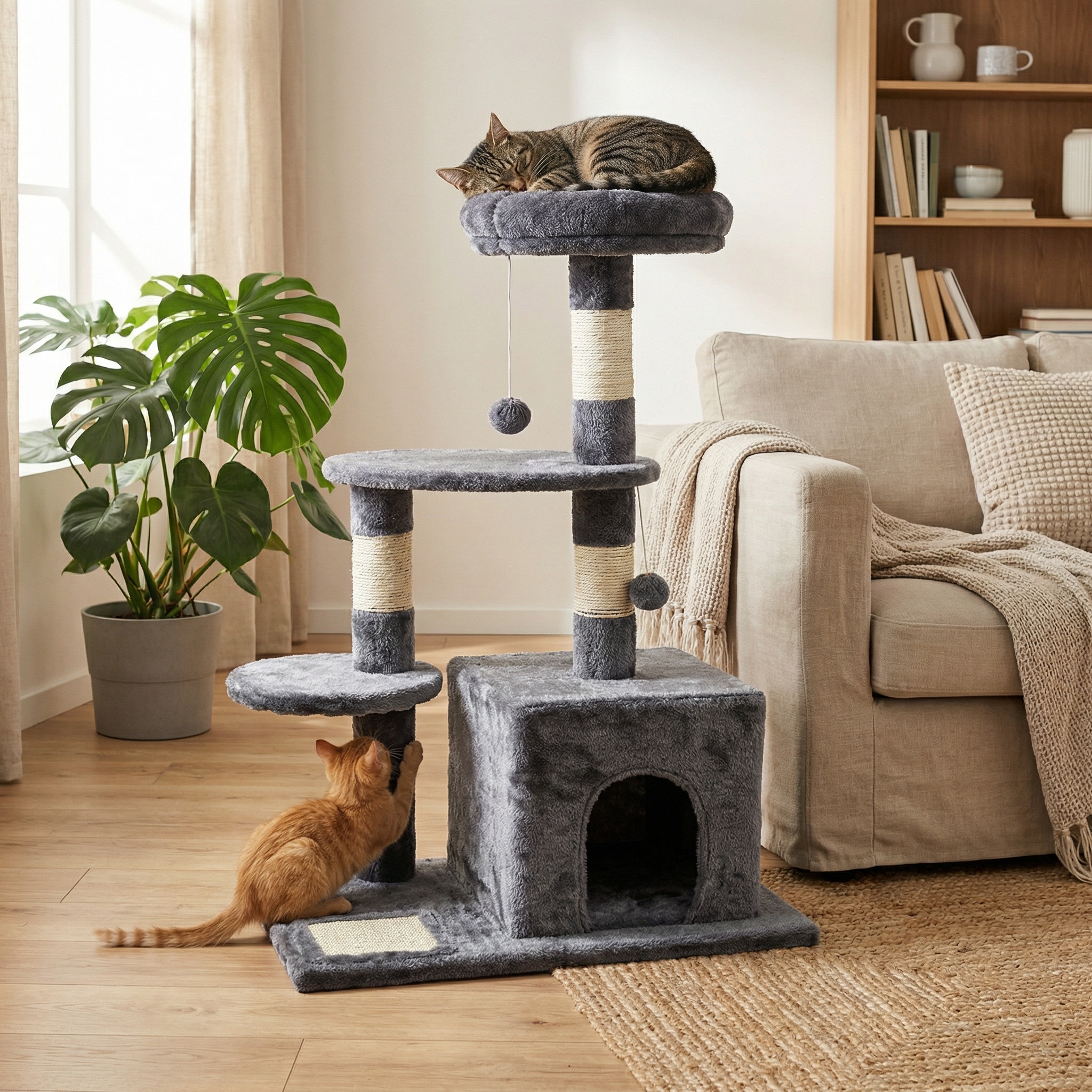 Krabpaal - kattenkrabpaal - kattenpaal - 60x45x85cm - antraciet