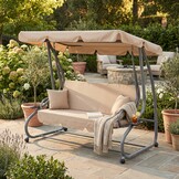 Schommelbank - tuinschommel - met klapbare rugleuning - beige