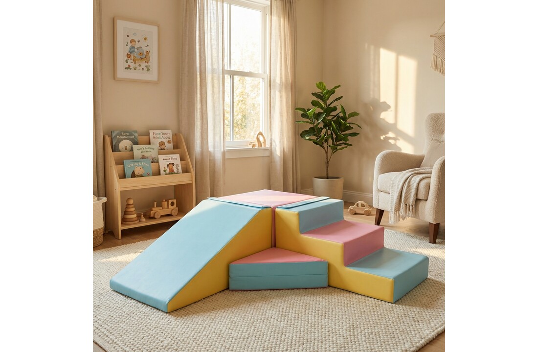 Schuimglijbaan - 40 cm hoog - roze, blauw, geel (pastel)