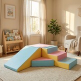 Schuimglijbaan - 40 cm hoog - roze, blauw, geel (pastel)