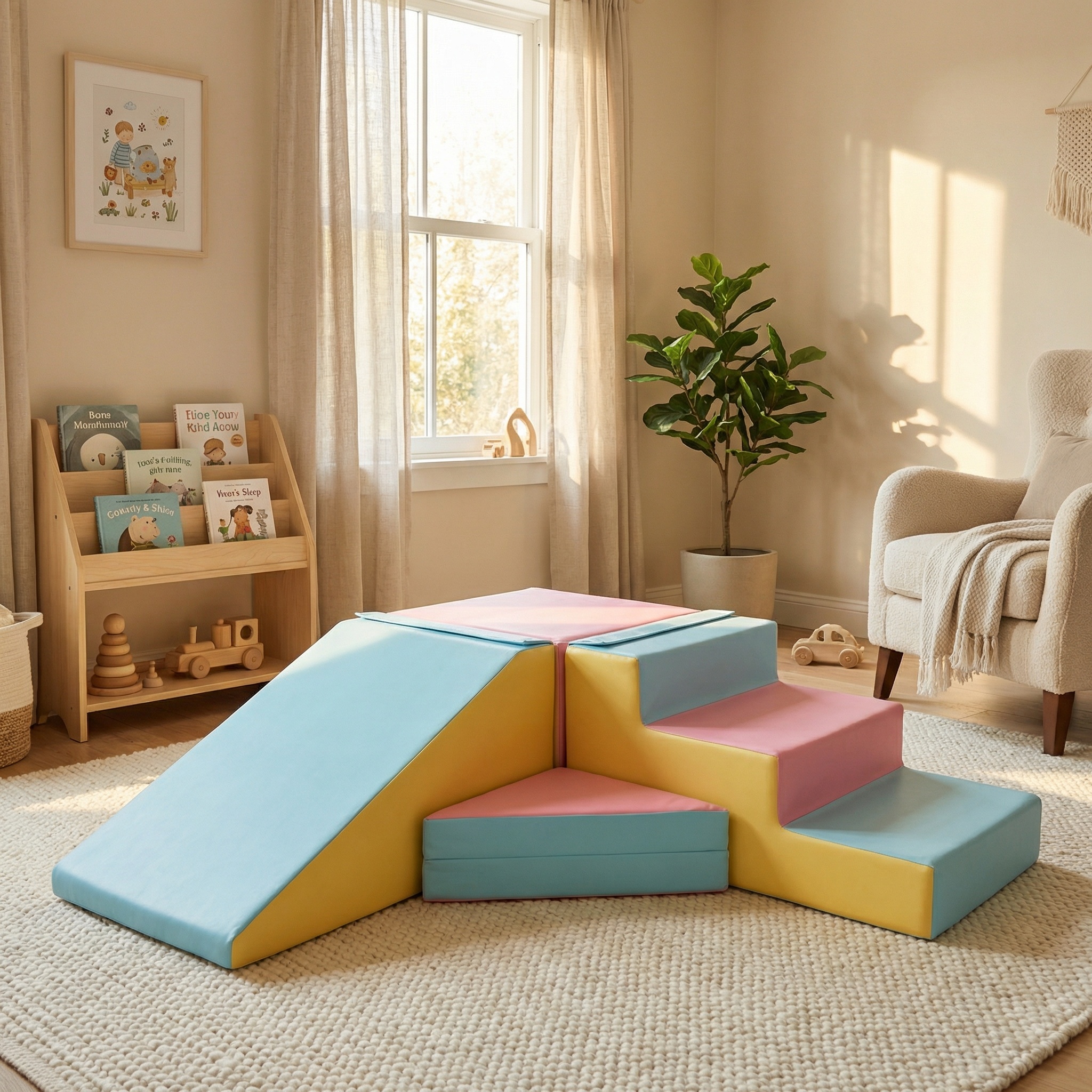 Schuimglijbaan - 40 cm hoog - roze, blauw, geel (pastel)