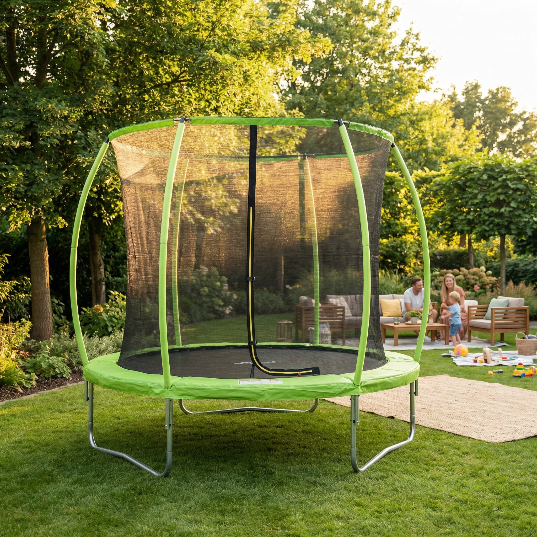 Trampoline 305 cm rond - met veiligheidsnet – groen/zwart