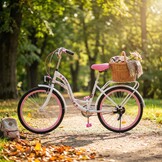 Meisjesfiets 24 inch - wit met roze - 1 versnelling