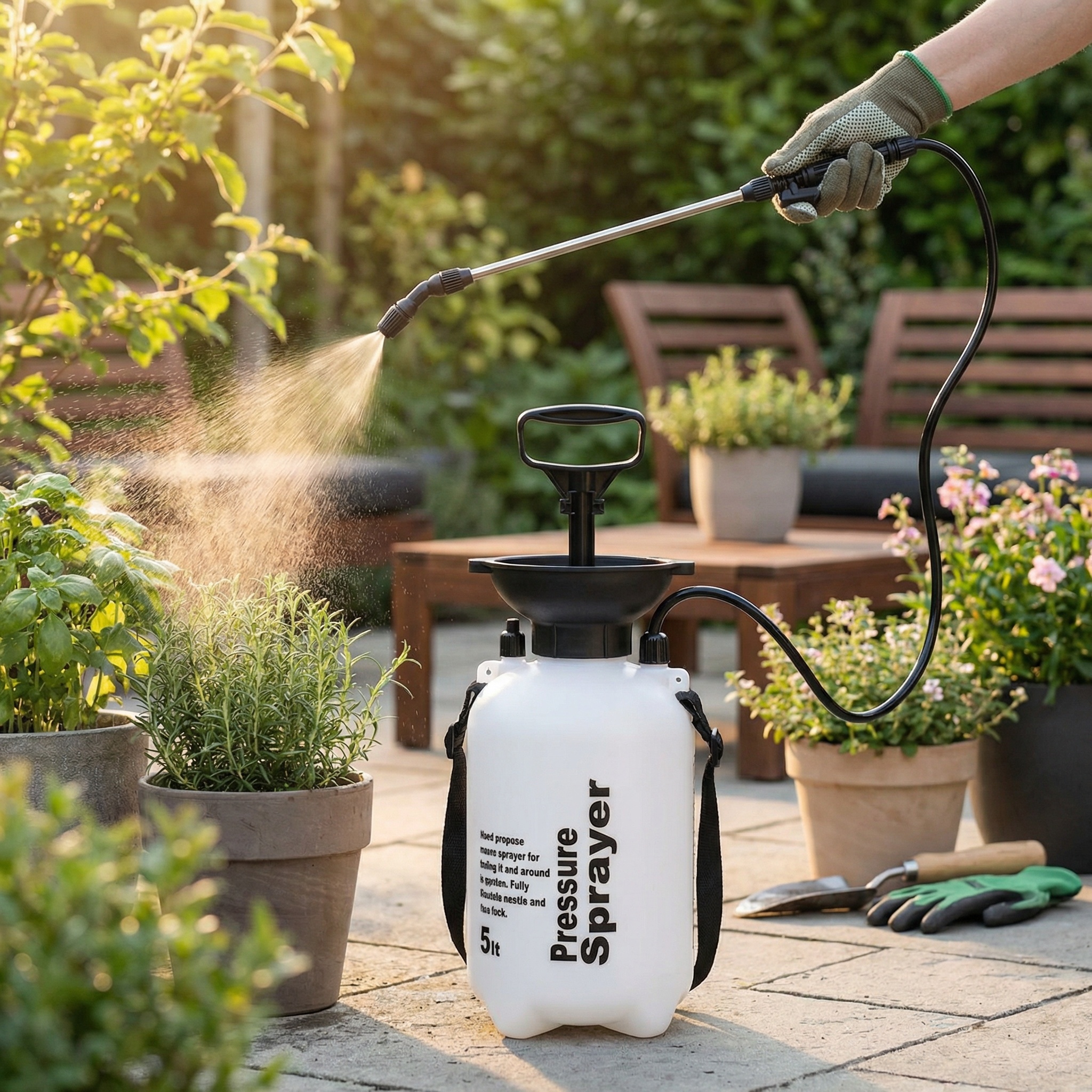 Drukspuit - onkruidspuit - gifspuit - 5 liter - wit zwart