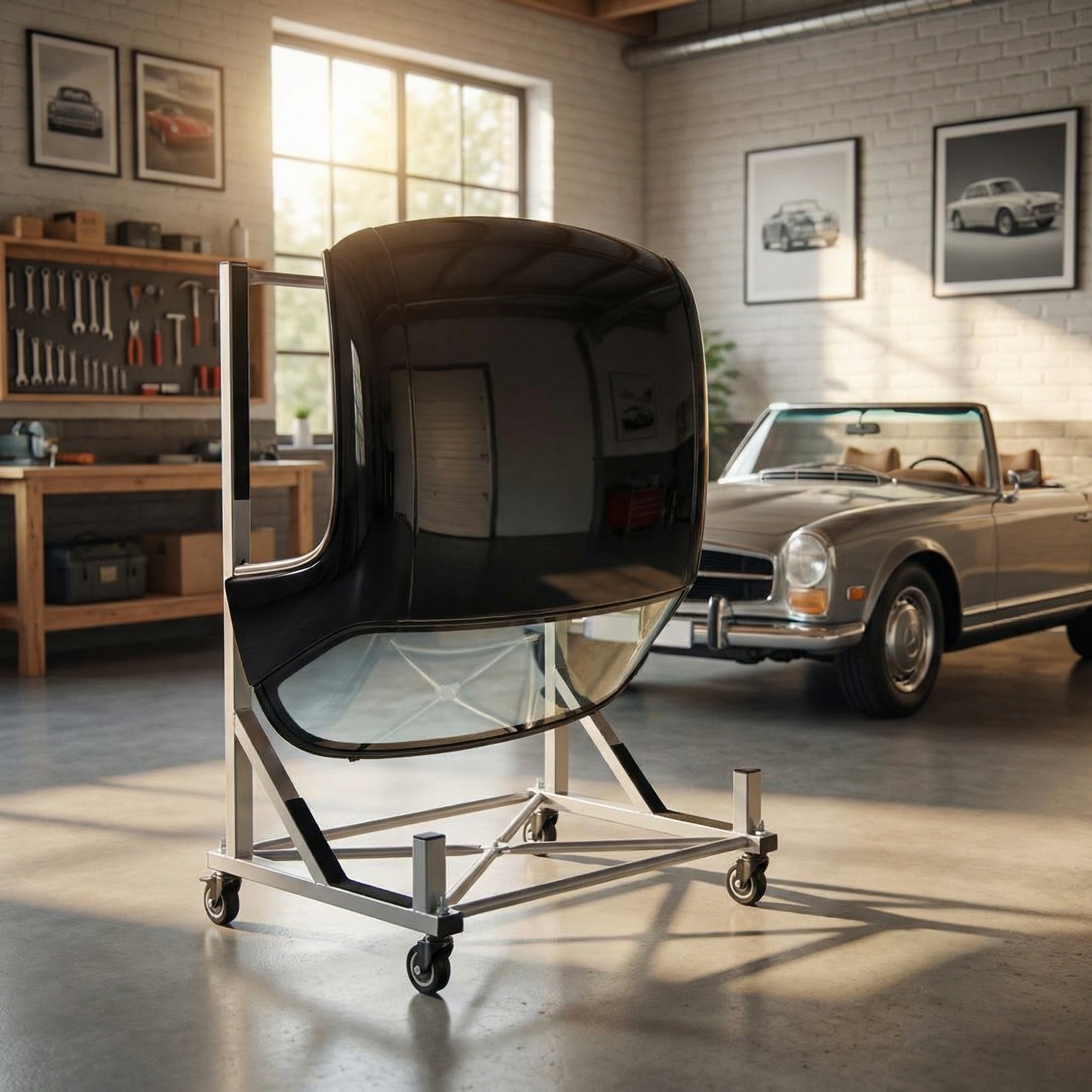 Hardtop standaard zilver - verrijdbaar