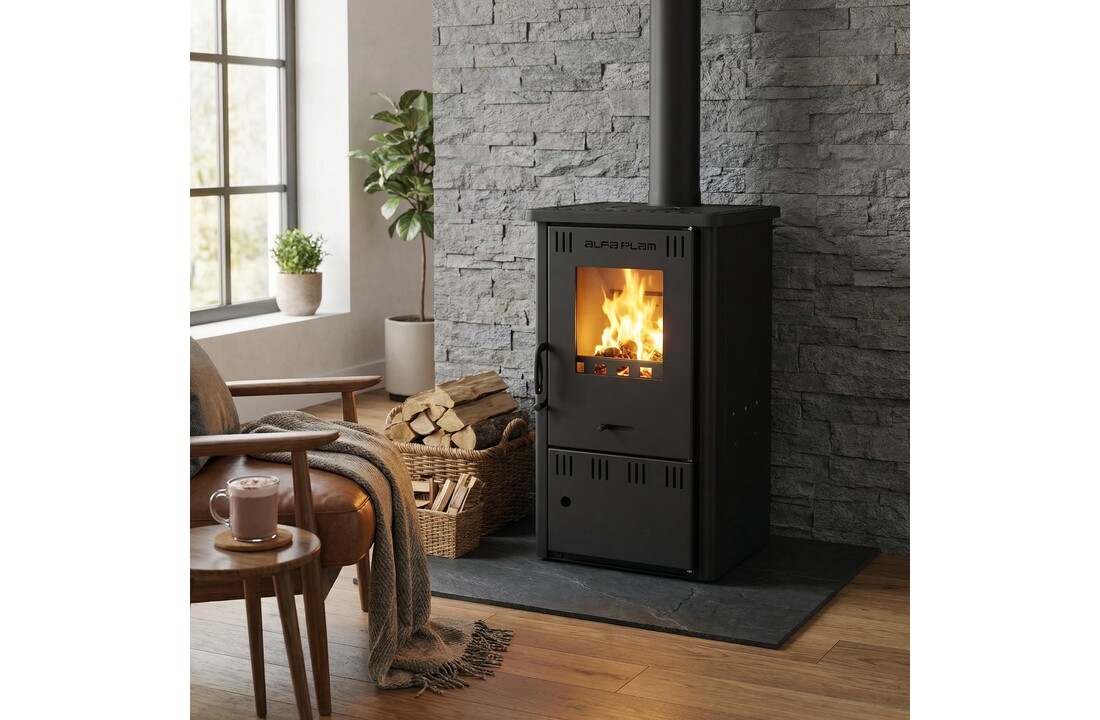 Houtkachel - energielabel A - 6,5 kW - zwart