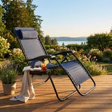 Ligstoel tuin - ligbed - 175x67x108 cm - donkerblauw