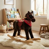 Hobbelpaard - met geluid en bewegende staart - donkerbruin