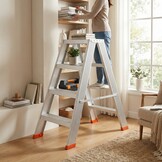 Huishoudtrap - ladder - 2x 4 treden - aluminium - 95 cm hoog