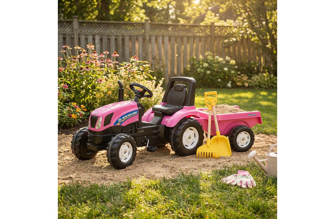 Speelgoed tractor - roze - met aanhanger - tot 25 kg - 91x 29x44 cm