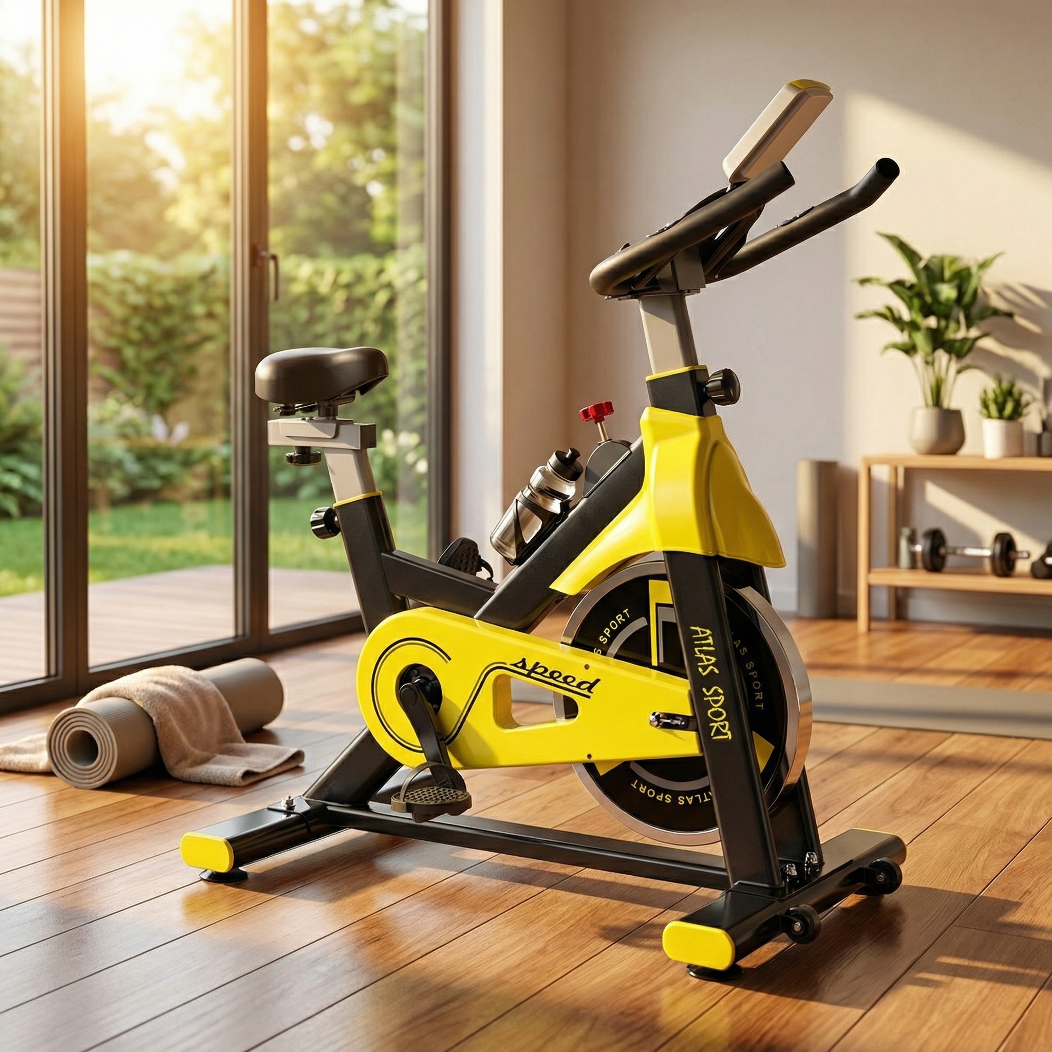 Hometrainer - Spinningfiets - meganische weerstand - geel