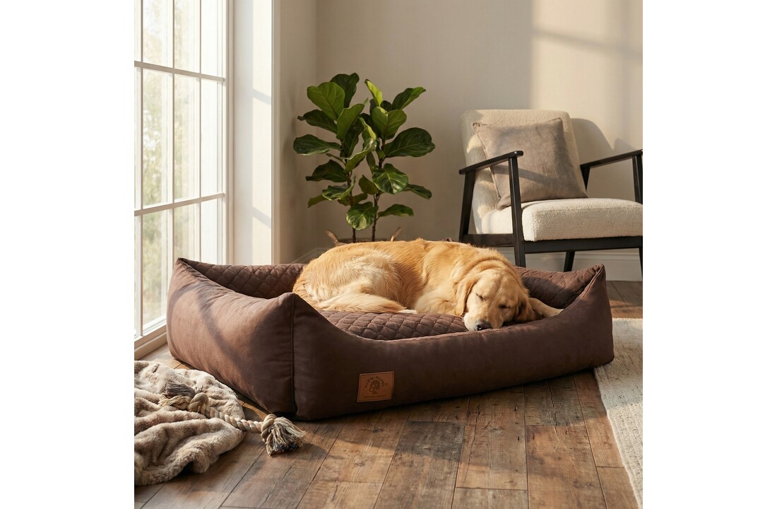 Hondenmand - 100 x 70 cm - wasbare hoes - waterdicht - hondenbed - kussen - bruin