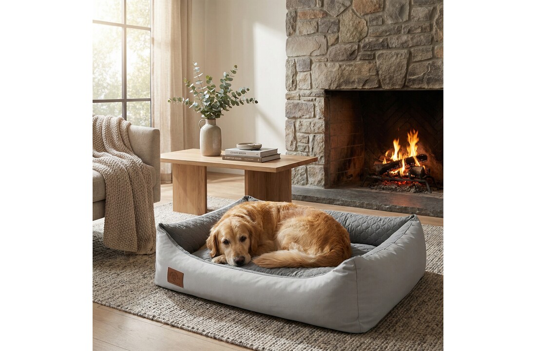 Hondenmand lichtgrijs 100x70 cm - wasbaar hondenkussen - waterdicht hondenbed
