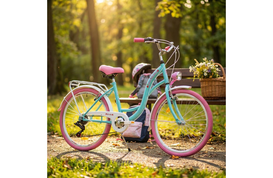 Meisjesfiets - 26 inch - met 7 versnellingen - zeegroen roze