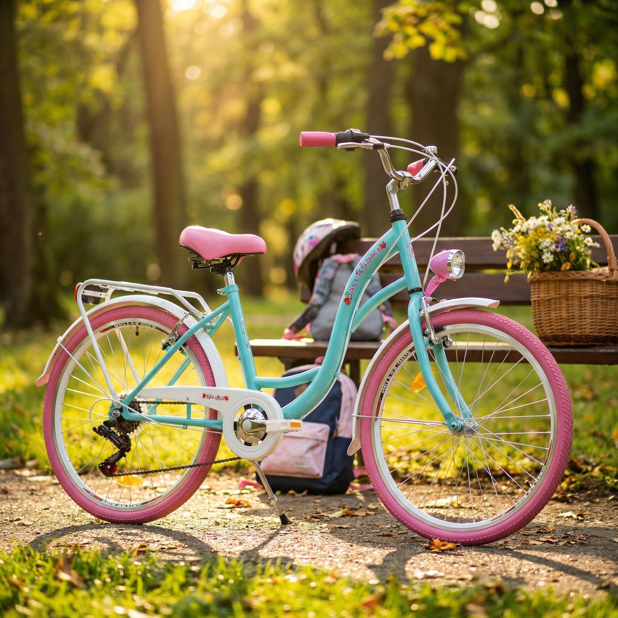 Meisjesfiets - 26 inch - met 7 versnellingen - zeegroen roze