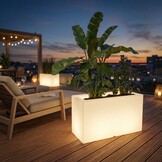 Plantenbak buiten - met LED verlichting - 80x35x50 cm - wit