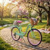 Meisjesfiets 26 inch - 7 versnellingen - mintgroen met roze