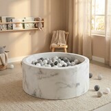 Ballenbak marmer met 300 witte, grijze en donkergrijze ballen - 90 x 40 cm - rond