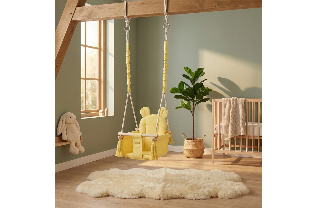 Baby schommelstoel - baby swing - met oren - max. 20 kg - geel