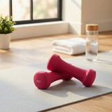 Dumbells - gewichten set 6kg - 2x 3 kg - neopreen - donkerroze