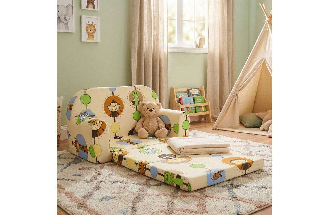 Kinder Slaapbank en logeerbed in één - 85cm x 60cm - Dieren