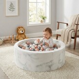 Ballenbak marmer met 200 rose goud, grijs en parelmoer ballen - 90 x 30 cm - rond