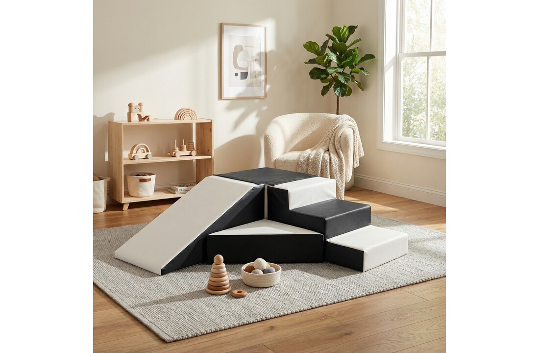 Glijbaan binnen - foam blokken - 40cm hoog - zwart wit