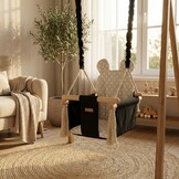 Baby schommelstoel - baby swing - met oren - max. 20 kg - zwarte & crème diamanten