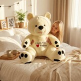 Grote knuffelbeer wit rood I love you 120 cm I Love You