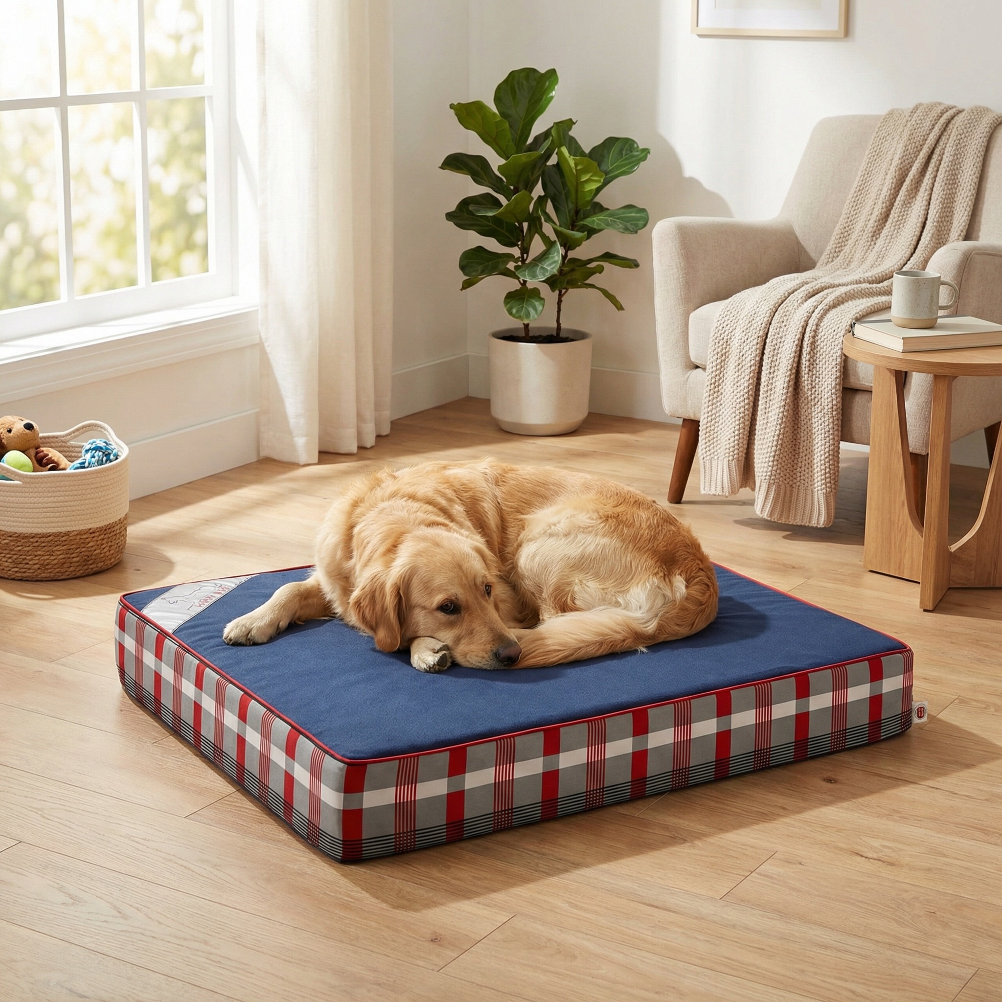 Hondenkussen - hondenmatras - 65x50x10 cm - waterdicht - blauw