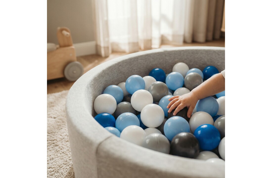 Ballenbak ballen 1000 stuks 7cm, wit, lichtblauw, grijs, blauw