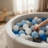 Ballenbak ballen 1000 stuks 7cm, wit, lichtblauw, grijs, blauw