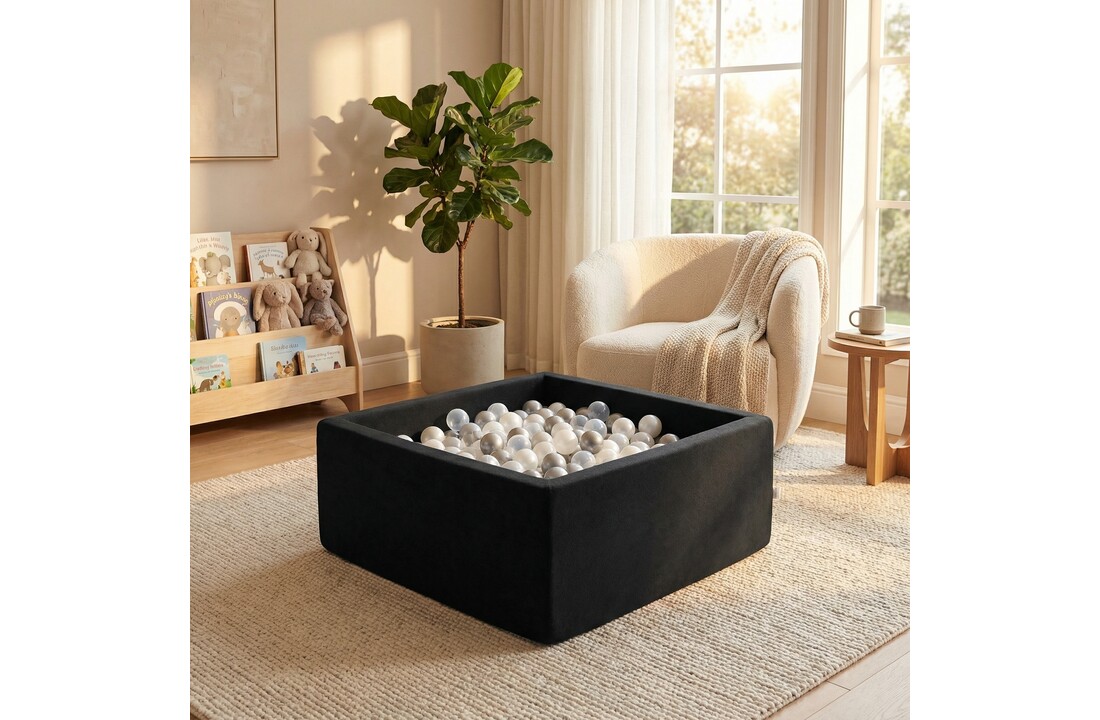 Ballenbak - 400 ballen - 90 x 90 x 40 cm - ballenbad - vierkant zwart