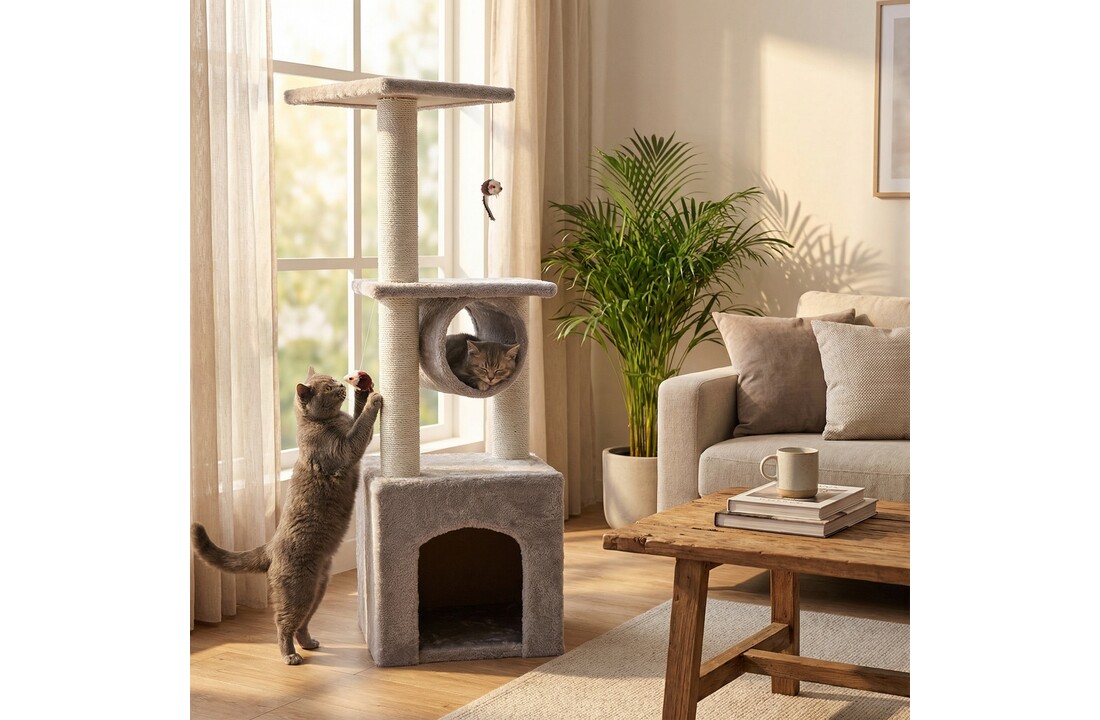 Krabpaal - kattenkrabpaal - kattenpaal - 30x30x95cm - grijs