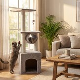 Krabpaal - kattenkrabpaal - kattenpaal - 30x30x95cm - grijs