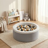 Ballenbad met 200 ballen - Wasbare hoes - 90x30 cm - Grijs / Wit