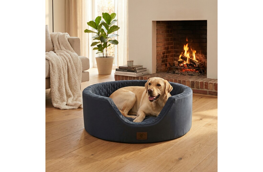 Luxe hondenmand XXL - 90 x 30 cm - wasbare hoes - donkerblauw