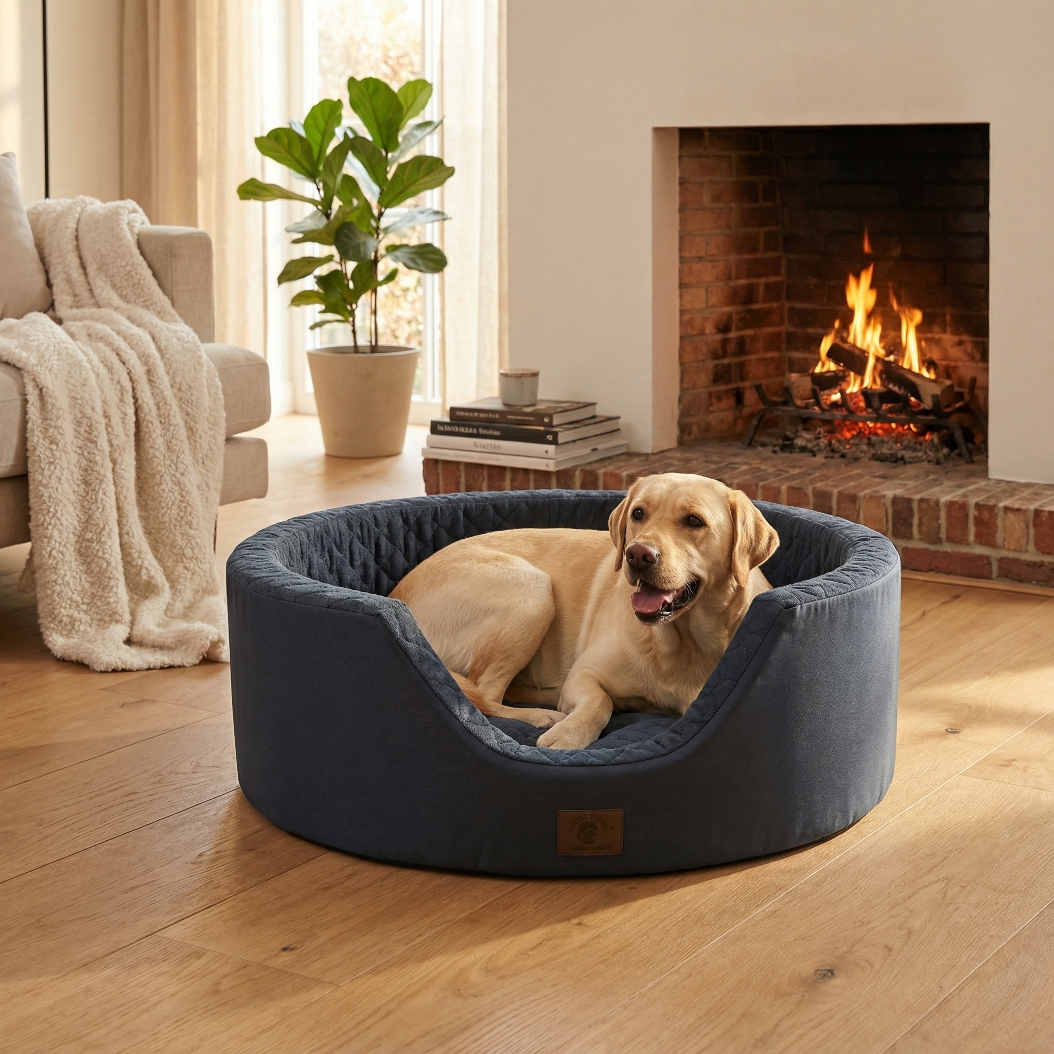 Luxe hondenmand XXL - 90 x 30 cm - wasbare hoes - donkerblauw