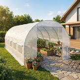 Folietunnel - kweekkas met ramen - 600 x 300 x 200 cm - wit