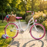 Meisjesfiets - 24 inch - zeer robuust - roze wit