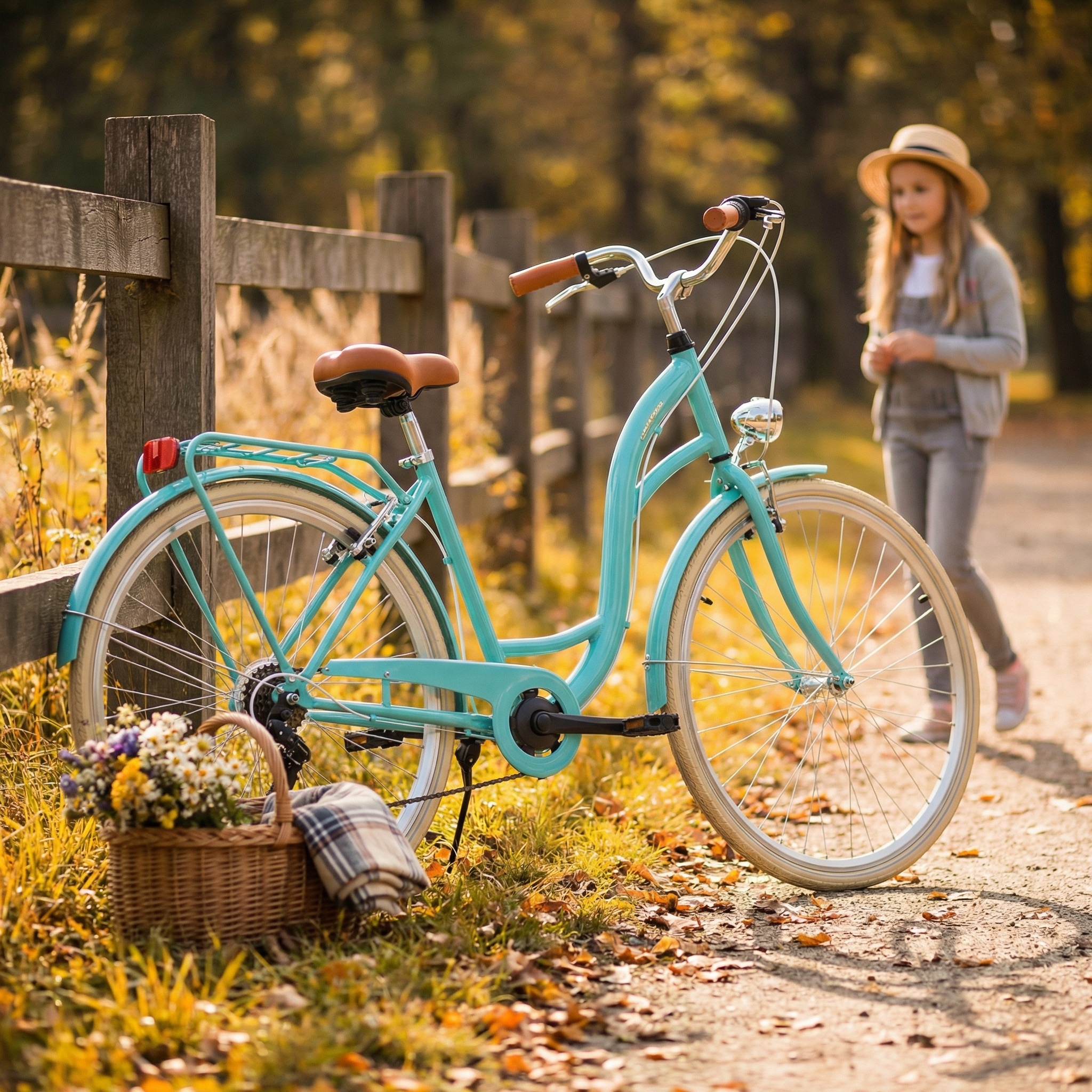 Meisjesfiets - 26 inch - met 7 versnellingen - turquoise crème