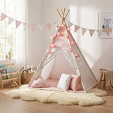 Tipi Wigwam tent - speeltent met licht & slingers – Roze